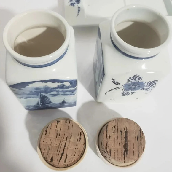 Vintage Delft Blauw Blue/White  Canister/Spice Jar Set. - Picture 5 of 12